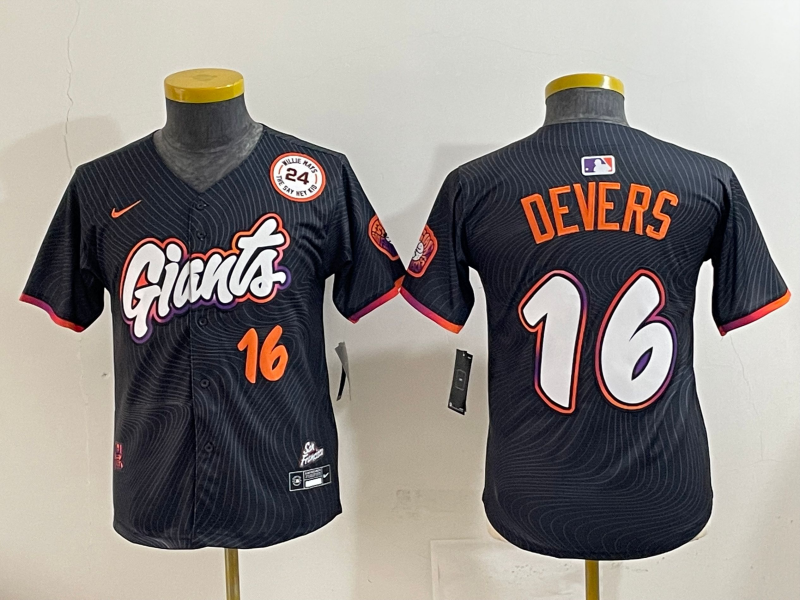 Men 2025 San Francisco Giants #16 Devers Black Joint Name Nike MLB Jersey style 02